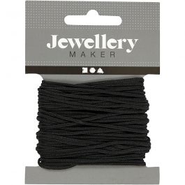 Macramé-Kordel, Dicke 2 mm, Schwarz, 8 m/ 1 Rolle [HOB-41755]