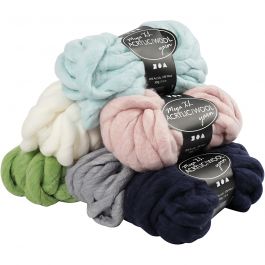 XL-Chunky-Garn aus Polyacryl/Wolle, L 15 m, Größe mega , 6x300 g/ 1 Pck [HOB-421490]