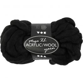 XL-Chunky-Garn aus Polyacryl/Wolle, L 15 M, Größe mega, Schwarz, 300 g/ 1 Knäuel [HOB-42163]