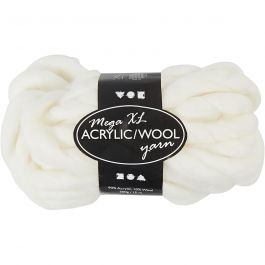 XL-Chunky-Garn aus Polyacryl/Wolle, L 15 M, Größe mega, Naturweiß, 300 g/ 1 Knäuel [HOB-42167]