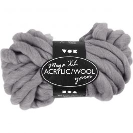 XL-Chunky-Garn aus Polyacryl/Wolle, L 15 M, Größe mega, Grau, 300 g/ 1 Knäuel [HOB-42168]