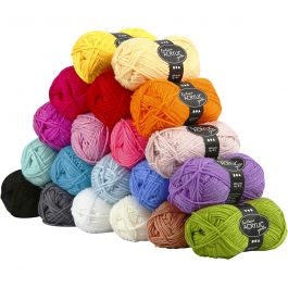 Fantasia Polyacryl Garn, L 80 M, Sortierte Farben, 20x50 g/ 1 Pck [HOB-42181]