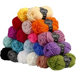 Fantasia Polyacryl-Wolle, L 35 M, Maxi, Sortierte Farben, 20x50 g/ 1 Pck [HOB-42190]