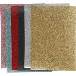 Bügelfolie, Blatt 148x210 mm, Glitter, Sortierte Farben, 6 Bl./ 1 Pck [HOB-443370]