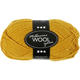 Melbourne Wool Yarn, L 92 M, Dunkelgelb, 50 g/ 1 Knäuel [HOB-44714]