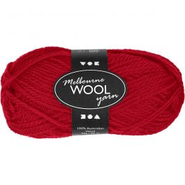 Melbourne Wool Yarn, L 92 M, Rot, 50 g/ 1 Knäuel [HOB-44716]