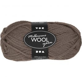 Melbourne Wool Yarn, L 92 M, Graubraun, 50 g/ 1 Knäuel [HOB-44783]