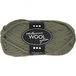 Melbourne Wool Yarn, L 92 M, Dunkelgrün, 50 g/ 1 Knäuel [HOB-44785]