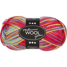 Melbourne Wool Yarn, L 92 M, Multicolor, 50 g/ 1 Knäuel [HOB-44796]