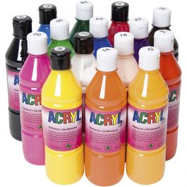 Acrylfarbe, Sortierte Farben, 15x500 ml/ 1 Pck [HOB-641015]