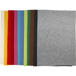 Bastelfilz, Blatt 42x60 cm, Dicke 3 mm, Sortierte Farben, 120 Bl./ 1 Pck [HOB-45243]
