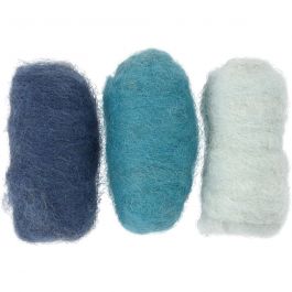 Wolle Kardiert, Harmonie in Blau, 3x10 g/ 1 Pck [HOB-45335]