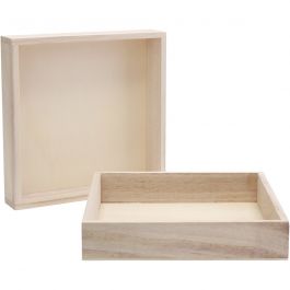 Holzrahmen mit hohem Rand, Größe 16,2x16,2x3 cm, 10 Stk/ 1 Pck [HOB-668216]