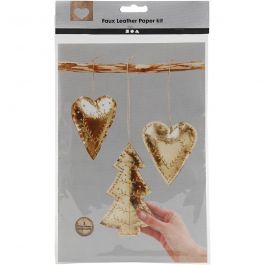 Weihnachts-Bastelset Lederpapier, Dicke 0,55 mm, Gold, 1 Set [HOB-498826]