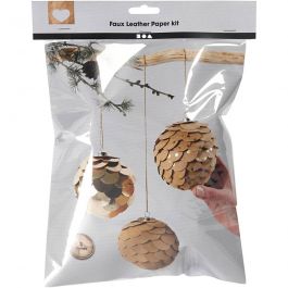 Kugeln aus Kunstlederpapier, D 8 cm, Dicke 0,55 mm, Gold, 1 Set [HOB-498830]