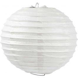 Reispapier-Lampe/-Lampion, Rund, D 20 cm, Weiß, 1 Stk [HOB-500280]