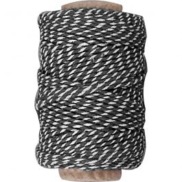 Baumwollkordel, Dicke 1,1 mm, Schwarz/Weiß, 50 m/ 1 Rolle [HOB-50346]