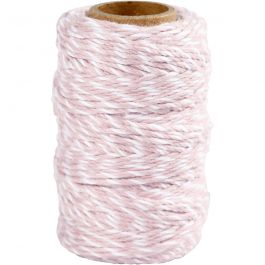 Baumwollkordel, Dicke 1,1 mm, Weiß/Hellrot, 50 m/ 1 Rolle [HOB-503792]