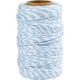 Baumwollkordel, Dicke 1,1 mm, Weiß/Hellblau, 50 m/ 1 Rolle [HOB-503793]