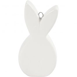 Hase, L 7,2 cm, B 3,6 cm, Dicke 1,4 cm, Weiß, 3 Stk/ 1 Pck [HOB-505770]