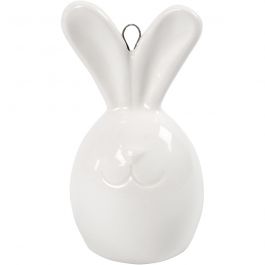 Hase, H 6,7 cm, D 3,6 cm, Weiß, 3 Stk/ 1 Pck [HOB-505780]
