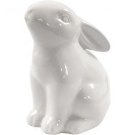 Hase, H 9 cm, D 5,5 cm, Weiß, 12 Stk/ 1 Pck [HOB-50579]
