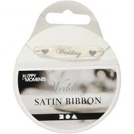 Satinband, B 10 mm, Naturweiß, 8 m/ 1 Rolle [HOB-513671]