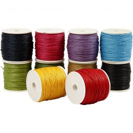 Baumwollkordel, Dicke 1 mm, Kräftige Farben, 10x50 m/ 1 Pck [HOB-51544]