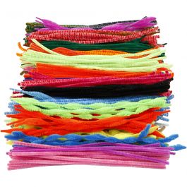 Chenilledraht, L 30 cm, Dicke 6-15 mm, Sortierte Farben, 500 sort./ 1 Pck [HOB-51610]