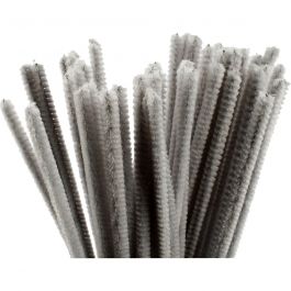 Chenilledraht, L 30 cm, Dicke 6 mm, Grau, 50 Stk/ 1 Pck [HOB-51617]