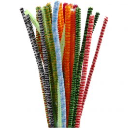 Chenilledraht, gestreifter, L 30 cm, Dicke 6 mm, Sortierte Farben, 30 sort./ 1 Pck [HOB-51632]