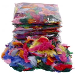 Daunen, Größe 7-8 cm, Sortierte Farben, 10x50 g/ 1 Pck [HOB-51660]