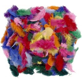 Daunen, Größe 7-8 cm, Sortierte Farben, 50 g/ 1 Pck [HOB-51661]
