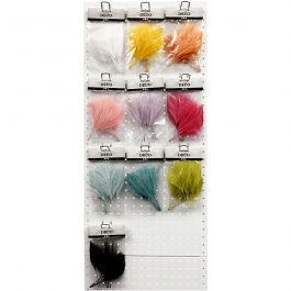 Künstliche Federn, L 15 cm, B 8 cm, Sortierte Farben, 10x10 Pck/ 1 Pck [HOB-51807]