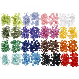 Mini-Mosaik, Größe 5x5+10x10 mm, Dicke 2 mm, 32x25 g/ 1 Pck [HOB-51921]