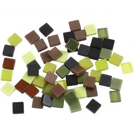 Mini-Mosaik, Größe 5x5 mm, Dicke 2 mm, Grün mit Glitter, 25 g/ 1 Pck [HOB-51926]