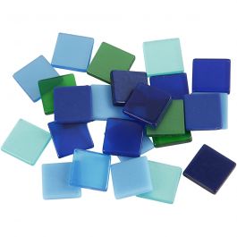Mini-Mosaik, Größe 10x10 mm, Dicke 2 mm, Harmonie in Blau-Grün, 25 g/ 1 Pck [HOB-51930]