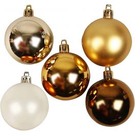 Weihnachtsbaumkugeln, D 6 cm, Golden, 20 Stk/ 1 Pck [HOB-52158]