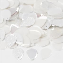 Pailletten, Regentropfen, Größe 14x19 mm, Weiß, 50 g/ 1 Pck [HOB-522041]