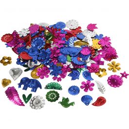 Pailletten, Größe 15-45 mm, Kräftige Farben, 400 g/ 1 Pck [HOB-52251]