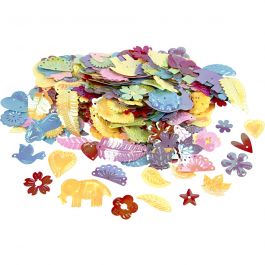 Pailletten, Größe 15-45 mm, Perlmuttfarben, 30 g/ 1 Pck [HOB-522520]