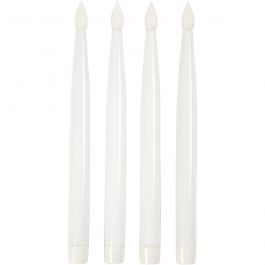 LED-Kerzen, H 27,5 cm, D 2 cm, Weiß, 4 Stk/ 1 Pck [HOB-52351]