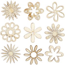 Holz-Deko, Blumen, Größe 28 mm, 45 Stk/ 1 Pck [HOB-52376]
