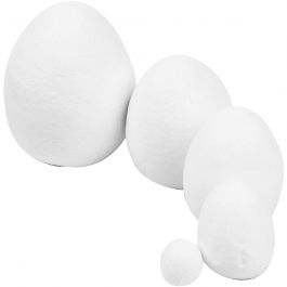 Eier, Größe 12+25+35+40+47 mm, Weiß, 200 Stk/ 1 Pck [HOB-54150]