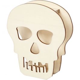 Halloween-Figur, Totenkopf, H 13,5 cm, T 3 cm, B 11,5 cm, 1 Stk [HOB-54415]