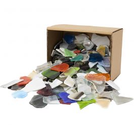 Mosaiksteine, Größe 15-60 mm, Dicke 5 mm, Inhalt kann variieren , Sortierte Farben, 2 kg/ 1 Pck [HOB-55548]