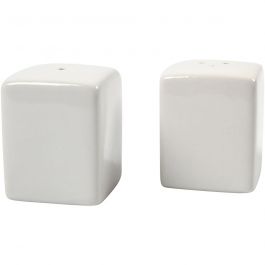 Salz- und Pfefferstreuer, H 6 cm, Größe 5x5 cm, Glänzend, Weiß, 6 Set/ 1 Schachtel [HOB-55604]