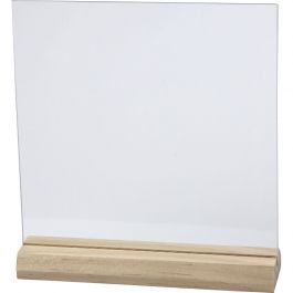 Glasplatte mit Holzständer, Größe 15,5x15,5 cm, Dicke 28 mm, 10 Set/ 1 Pck [HOB-55847]