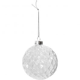 Facettierte Glaskugel, D 7,8 cm, Transparent, 4 Stk/ 1 Pck [HOB-55929]