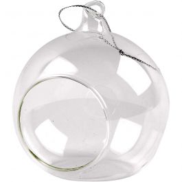 Glaskugel mit Öffnung, D 8 cm, 6 Stk/ 1 Pck [HOB-55950]